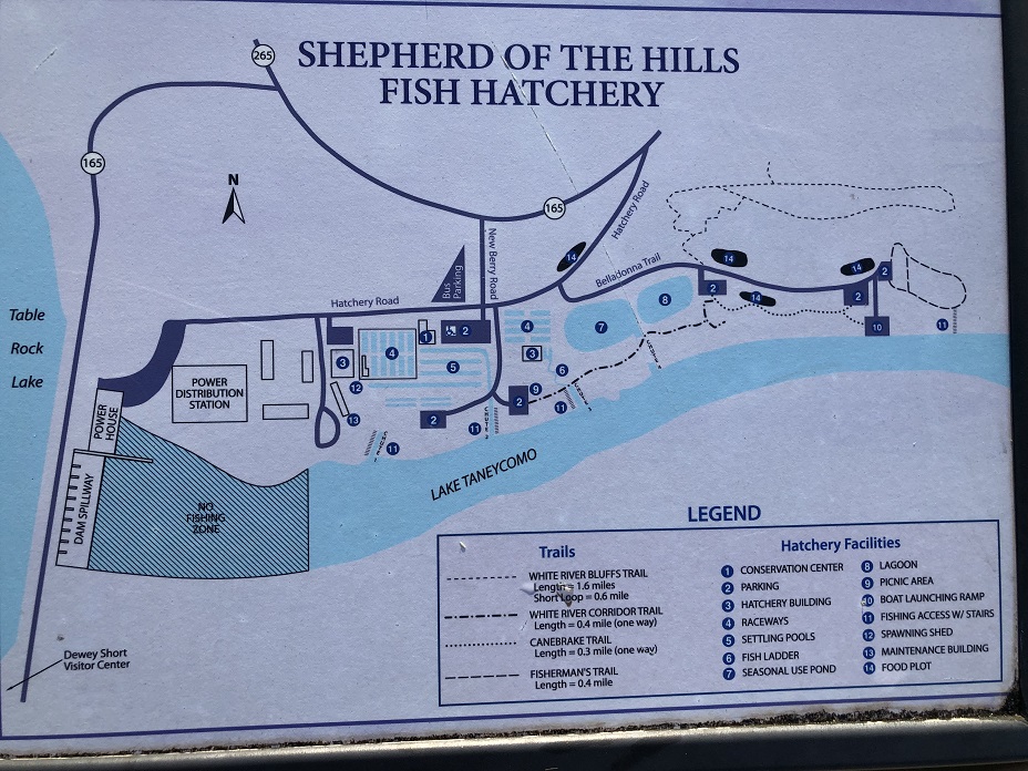 map of Branson fish hatchery and trails