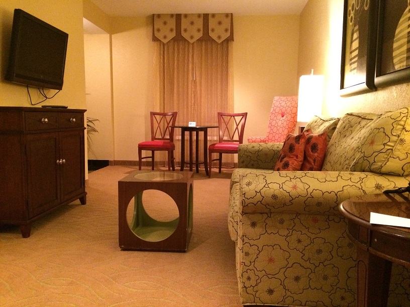 Living room area of suite at Hotel Highland in Birmingham