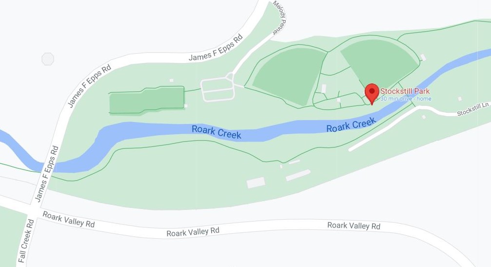 Branson trail Roark Creek location map