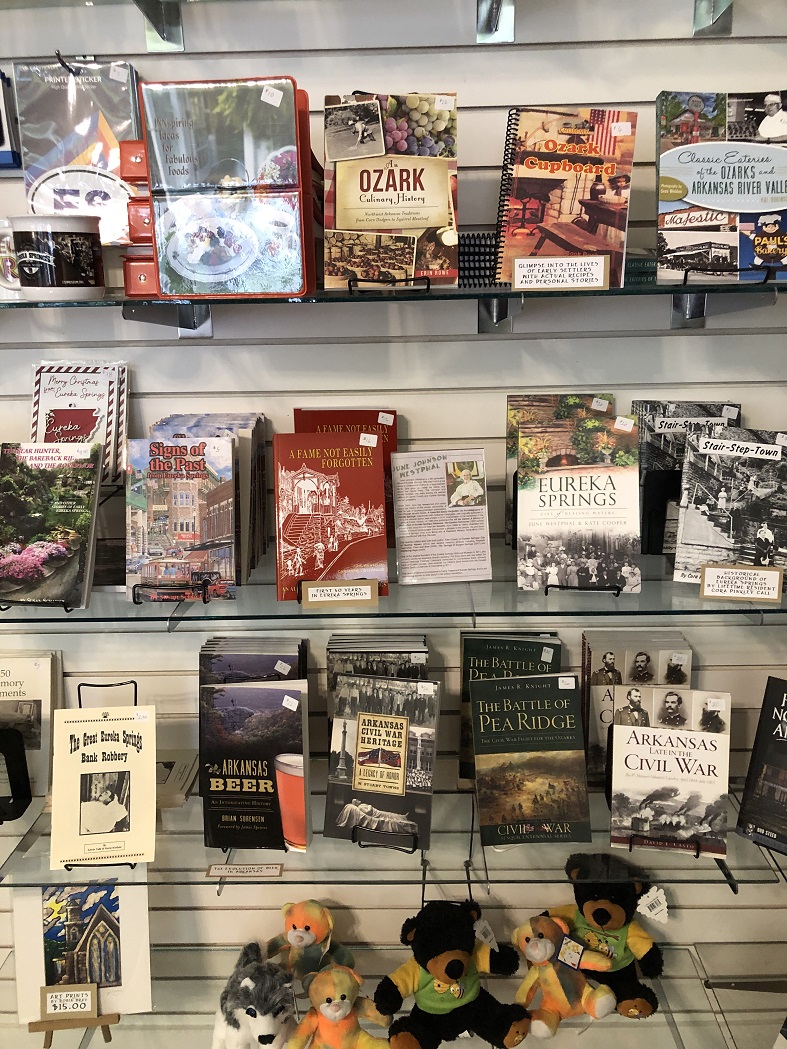 Arkansas history books at Eureka Springs history museum gift shop